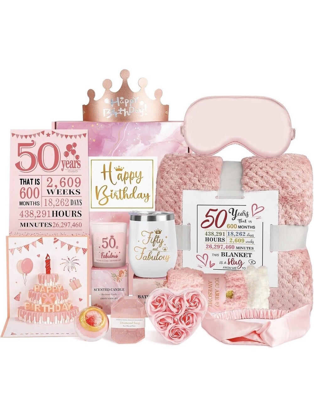 50th birthday gifts for women Gift Box Relaxing Spa Kit Pink